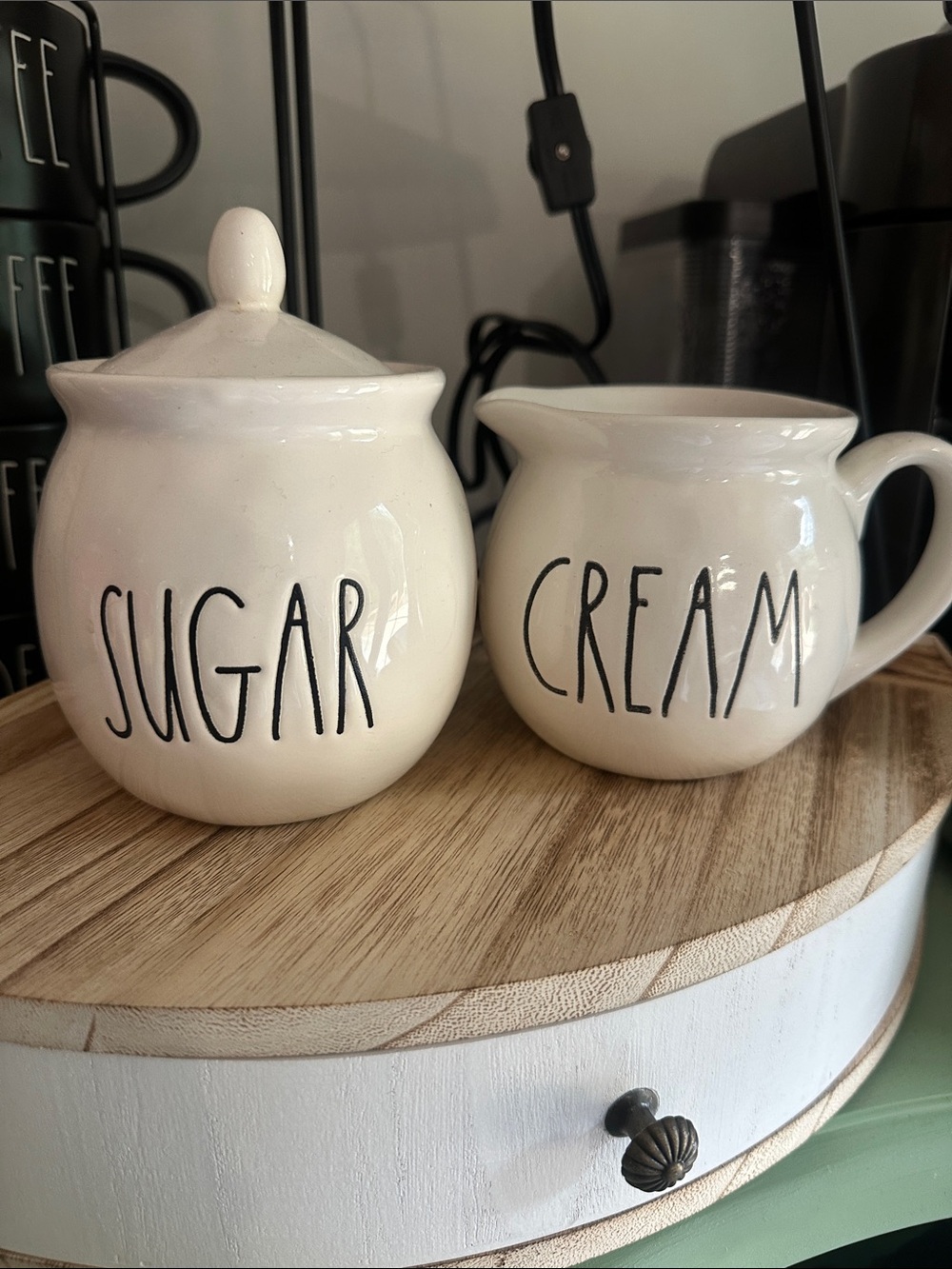 Rae Dunn Cream and Sugar Ceramic Set - Cream